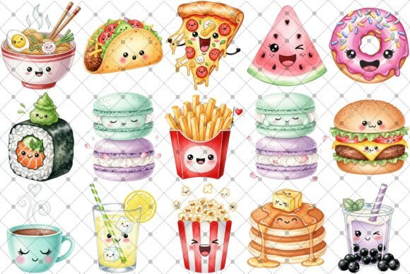 Download Kawaii Food &amp; Drink Watercolor Clipart - Kawaii Collection