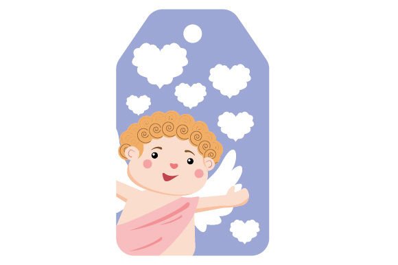 Download Kawaii Cupid Peeping - Valentines Gift Tag Label - Kawaii Collection