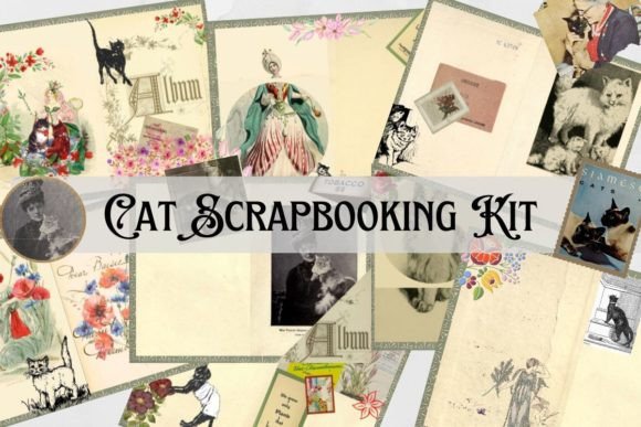 Download Cat Junk Journal, Cat Scrapbooking Kit - Premium Resources