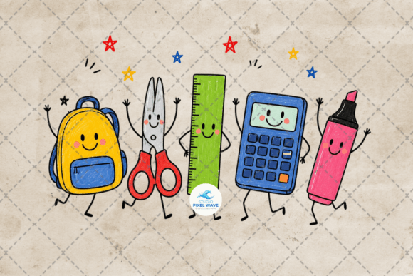 Download Happy School Supply Doodles Png - Doodle Collection