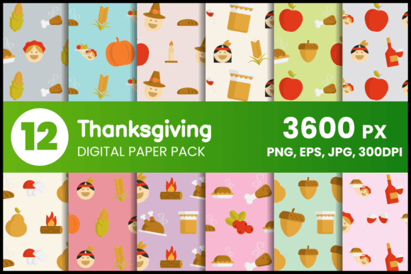 Download Thanksgiving Digital Paper Set - Thanksgiving digital paper Collection