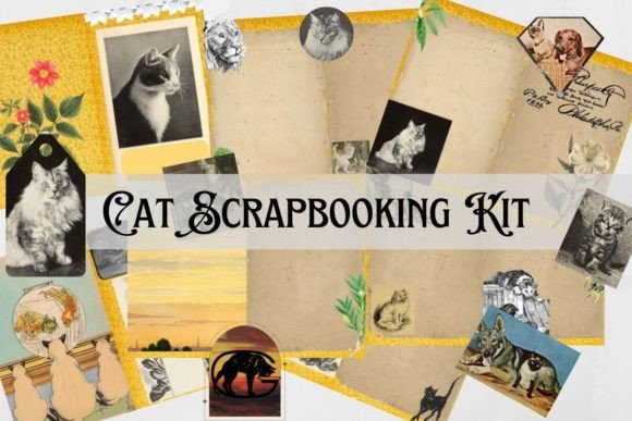 Download Cat Junk Journal, Cat Scrapbooking Kit - Premium Resources