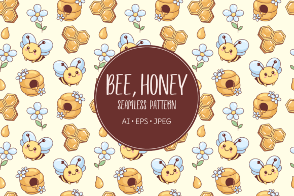 Download Cute Kawaii Bee Pattern - Kawaii Collection