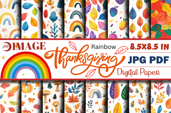 Download Rainbow Thanksgiving Digital Paper - Thanksgiving digital paper Collection