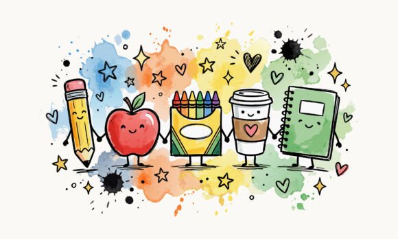 Download Kawaii School Friends Doodle Sublimation - Doodle Collection