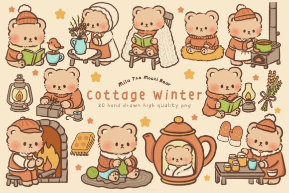 Download Kawaii Bear Cottage Winter Clipart - Kawaii Collection