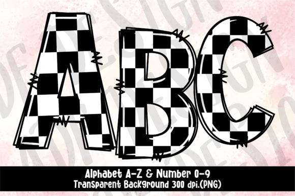 Download Checkered Doodle Alphabet Letters PNG - Doodle Collection