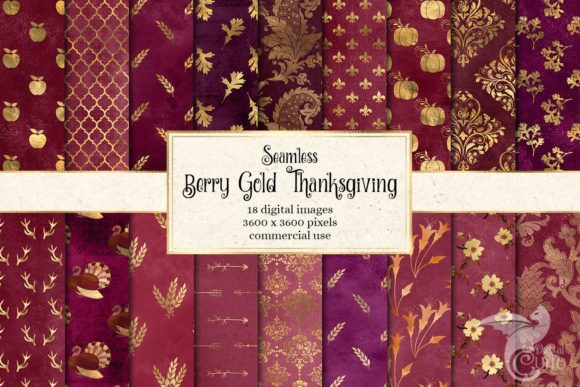 Download Berry Gold Thanksgiving Digital Paper - Thanksgiving digital paper Collection