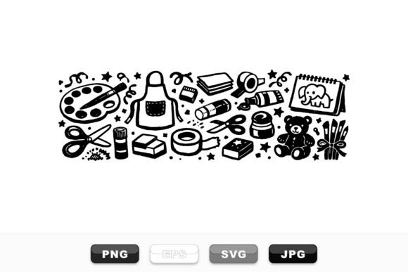 Download Craft Supplies Doodle Clipart Set - Doodle Collection