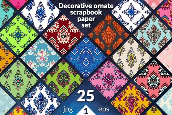 Download Digital Damask Scrapbooking Paper Set - Scrapbooking Collection